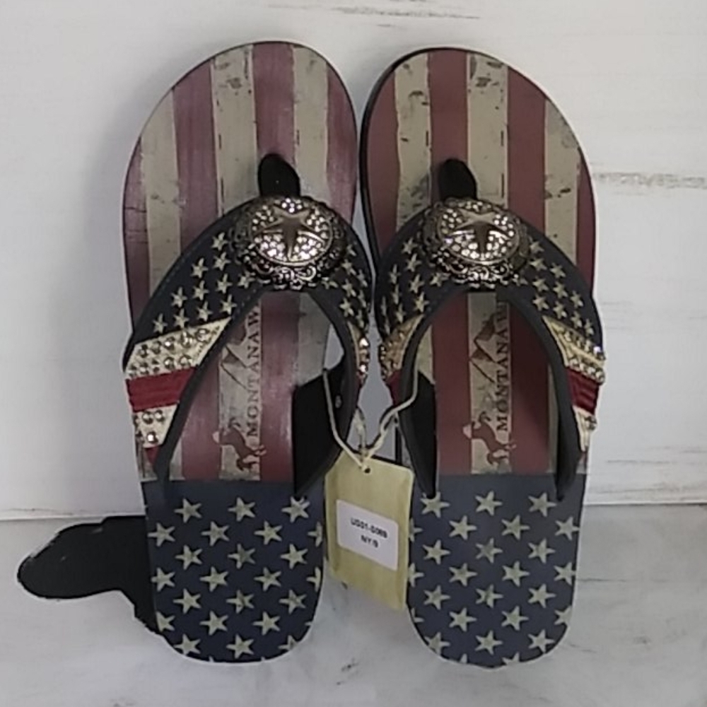 Montana West Americana wedge flip flops